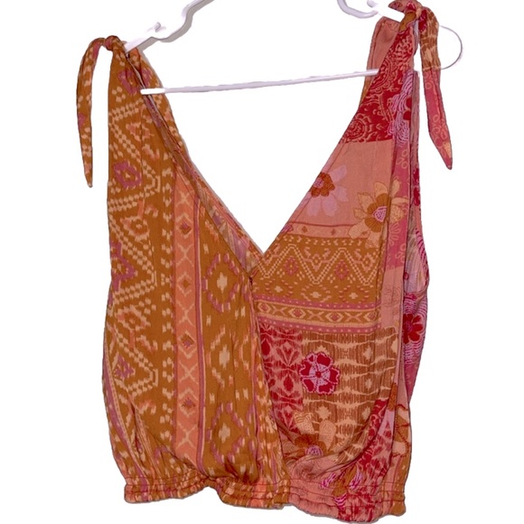 Free People Tops - Free People Tied to You Tank Floral Pink / Brown Orange